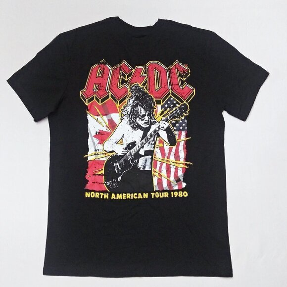 AC/DC North American Tour Distressed Graphic T-Shirt Guitar Music American Flag - Picture 2 of 6